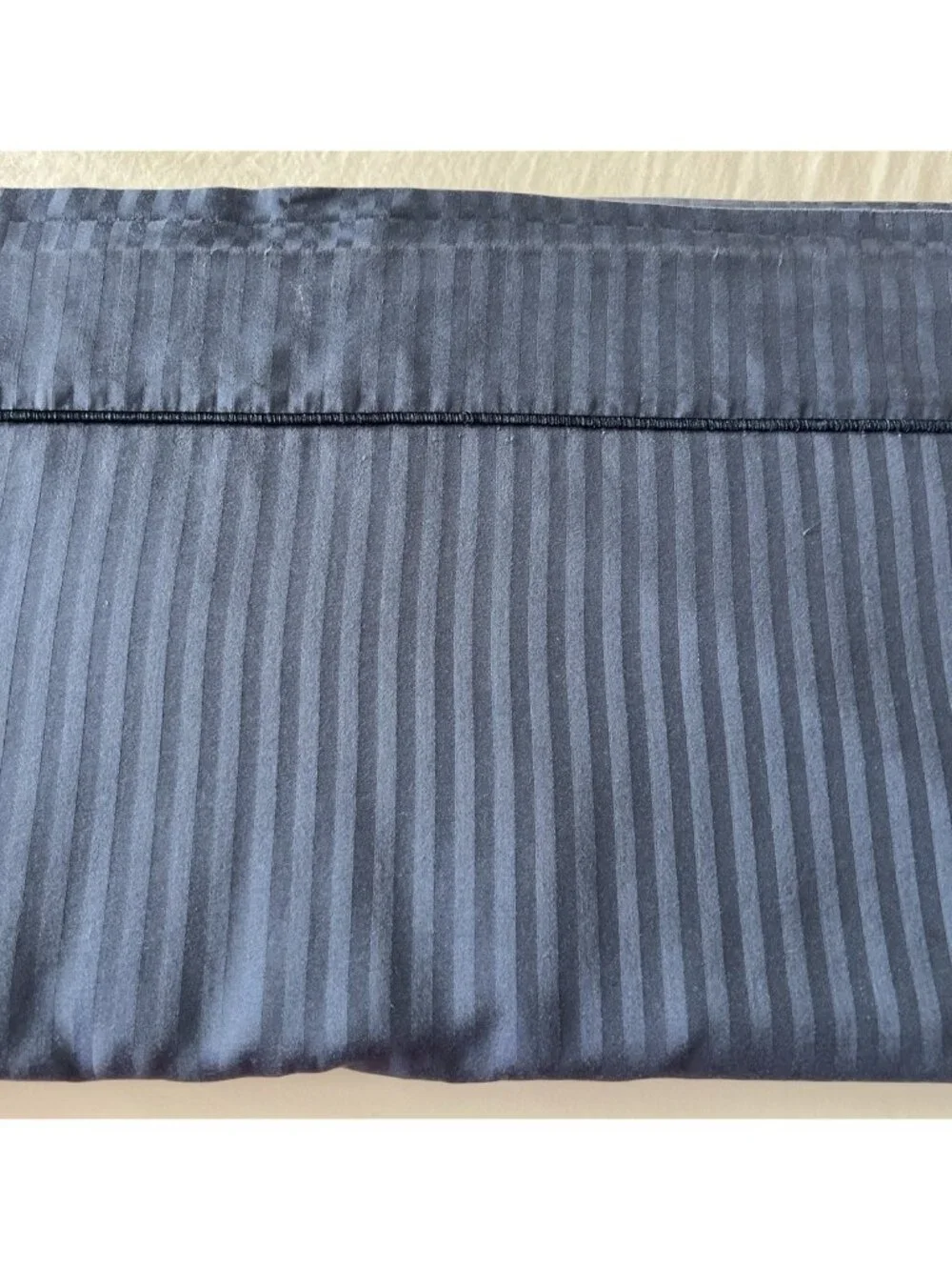 FIELDCREST QUEEN Flat Sheet Blue Jacquard Stripe 100% Cotton 99x99 LUX Bedding